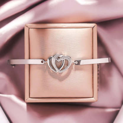 Mother & Daughter Forever Linked Together Heart to Heart Bracelet