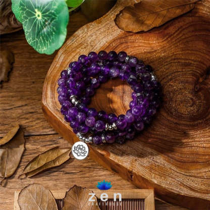 The Abundance Of Calm Amethyst Mala Beaded Bracelet