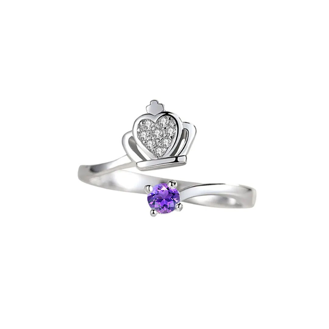For Daughter - S925 Straighten Your Crown Solitaire Birthston Ring