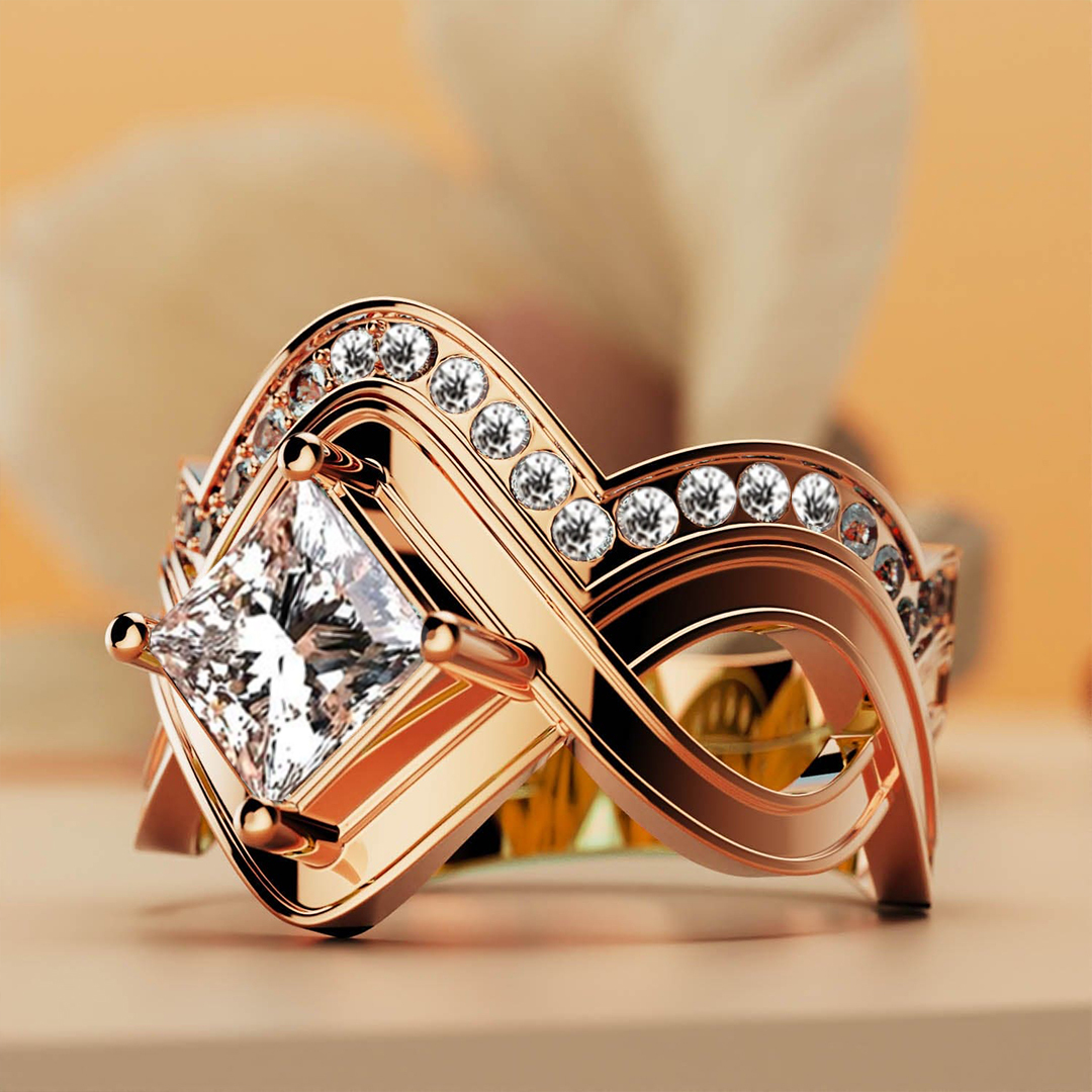 For Daughter - S925 Pick Yourself Up Wave Diamond Stackable Ring