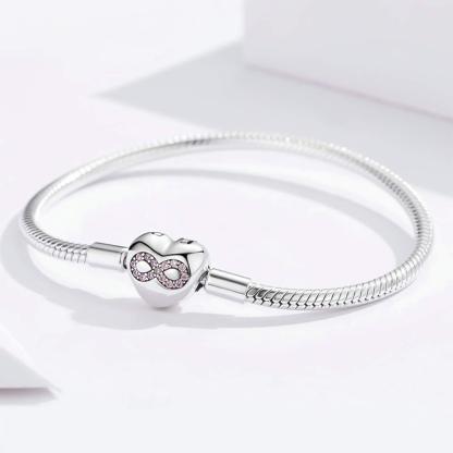 For Daughter - S925 I Will Always Be With You Pink Heart-shaped Bracelet