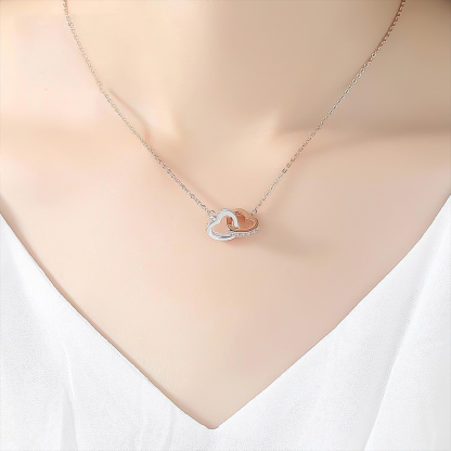 For Bonus Daughter - Love Made You My Daughter Heart-to-Heart Necklace