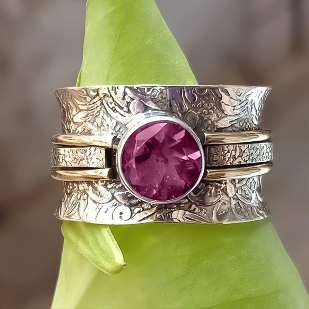 Amethyst Calming Healing Large Circle Ring
