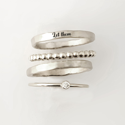 S925 Let Them Stacked Ring - 4 Rings Set