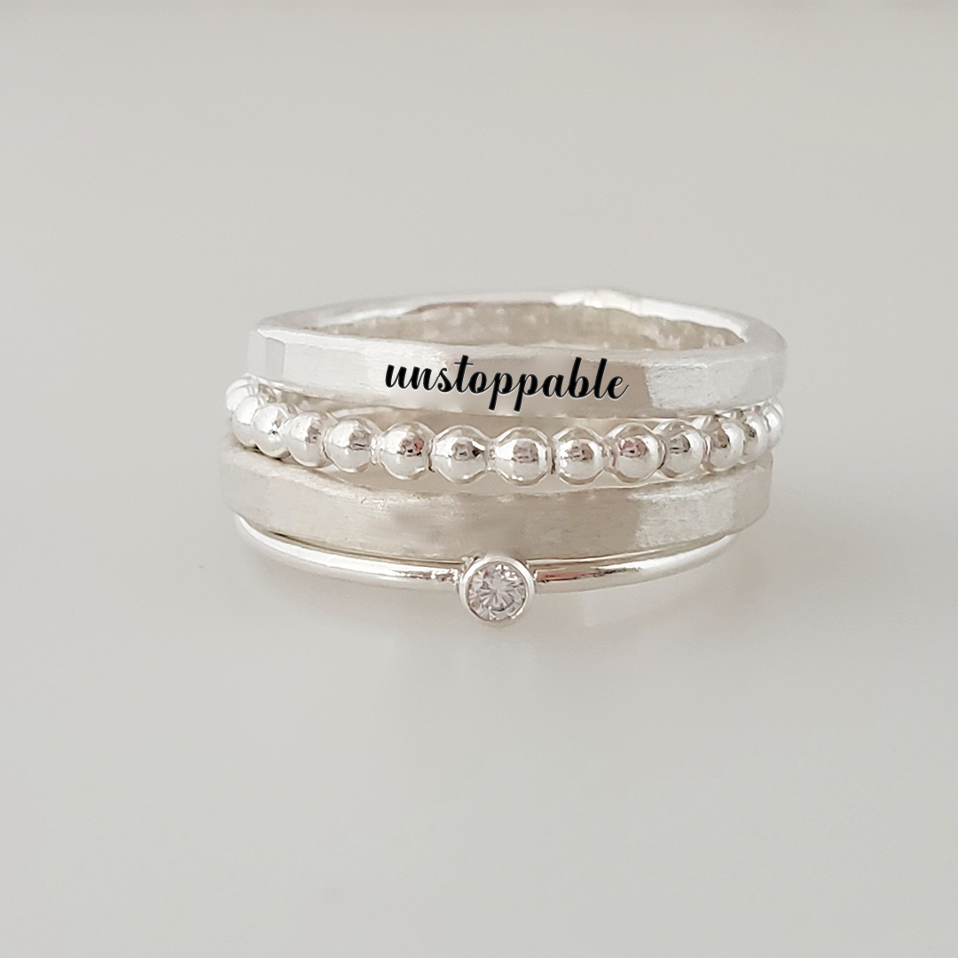 S925 Unstoppable Stacked Ring - 4 Rings Set