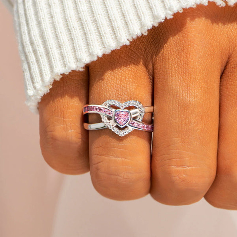 For Aunt/Niece - S925 Pink Heart Diamond Ring