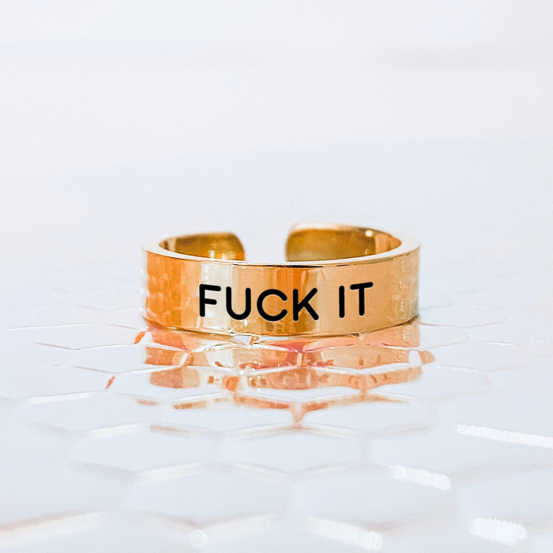 S925 Fuck It Wide Band Ring