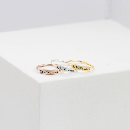 You Are Strong As Fuck Dainty Bar Ring