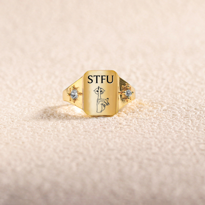 S925 STFU Square Ring