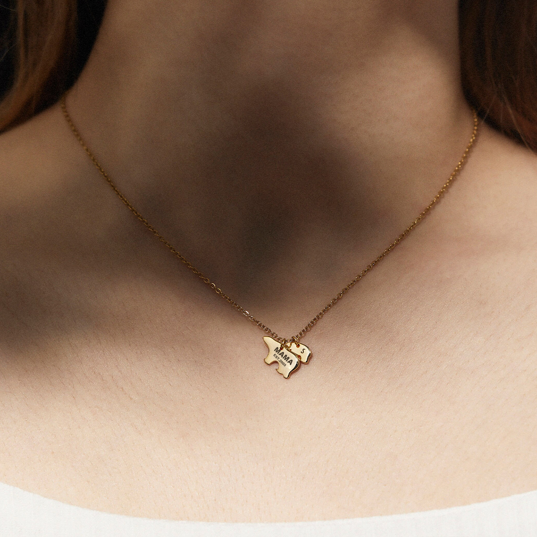 For Mother - You Are The Best Mama Bear In The World Name Custom Necklace