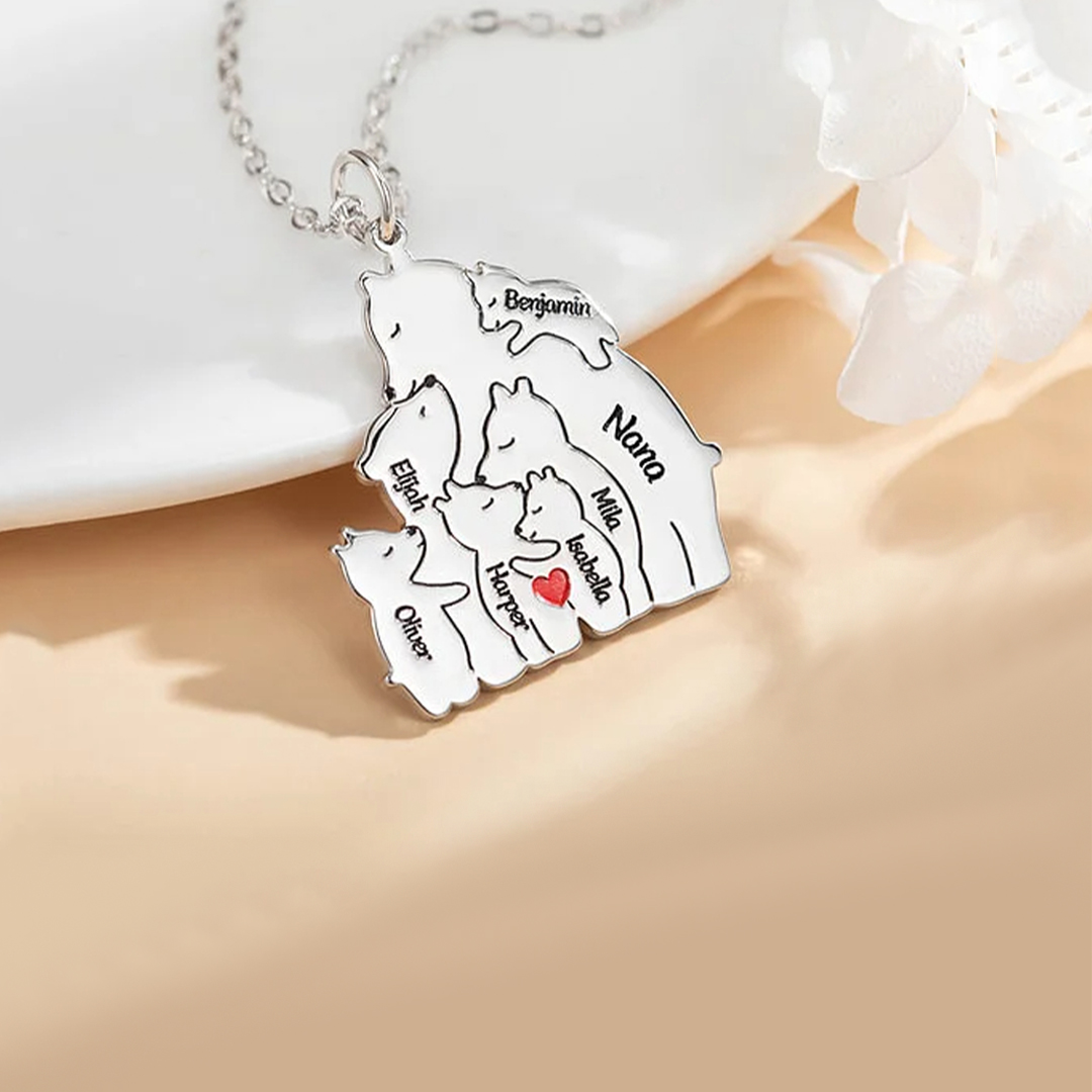 For Mother-Personalized Hugging Bear Custom Name Necklace