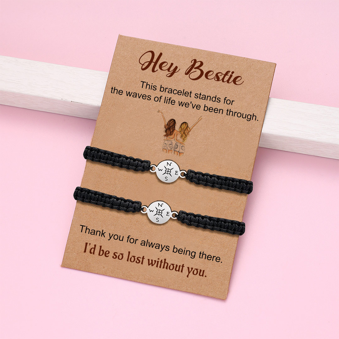 For Friend - I'd Be So Lost Without You Compass Braided Bracelet