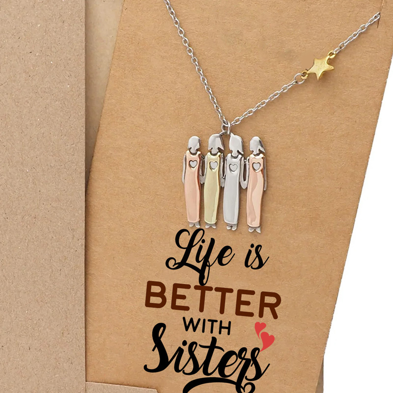 For Friend - Life Is Better With Sisters Sister Card Necklace