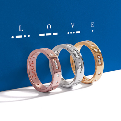 I Love You Diamond Morse Code Ring