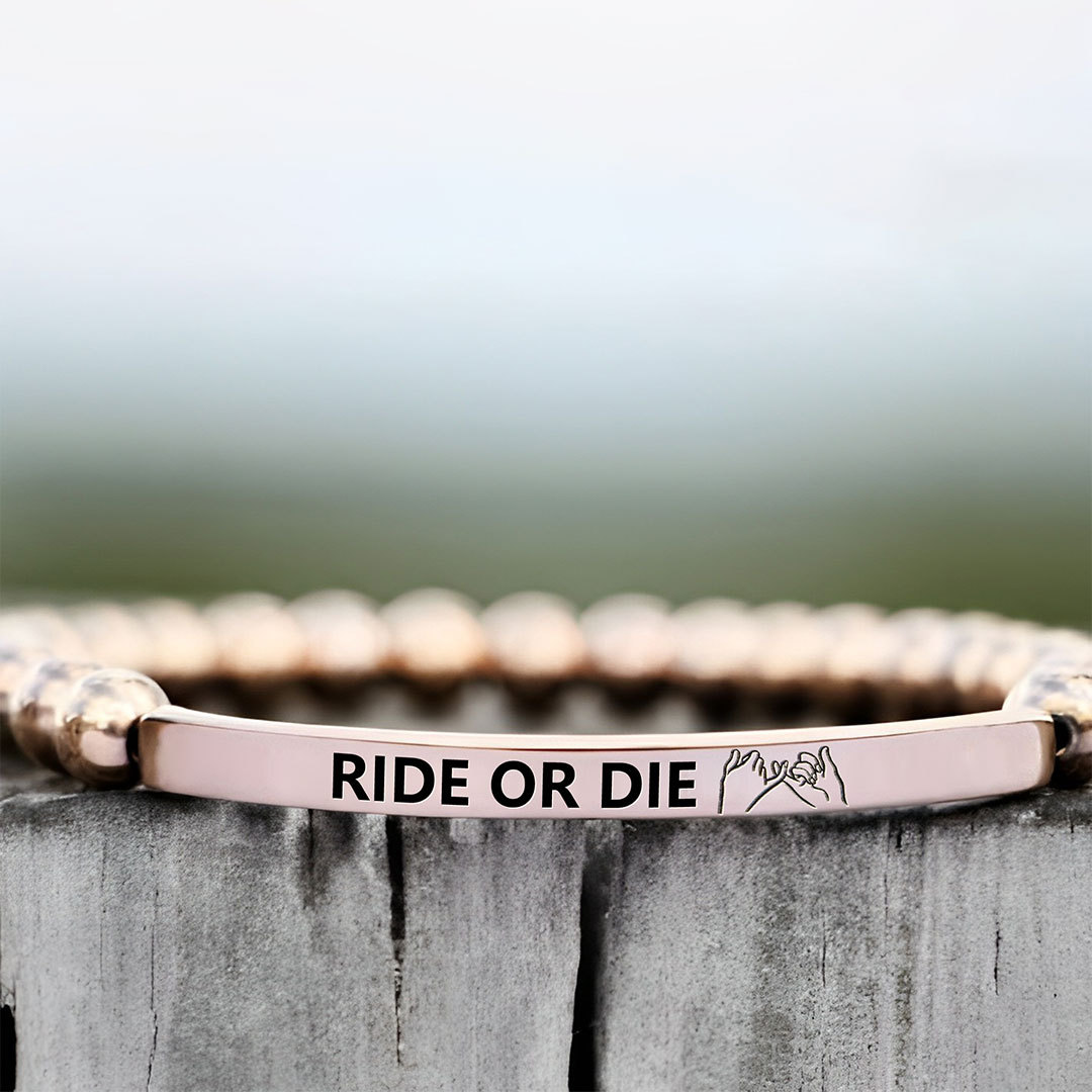 For Friend - Ride Or Die Bead I Pinky Promise Lettering Bracelet