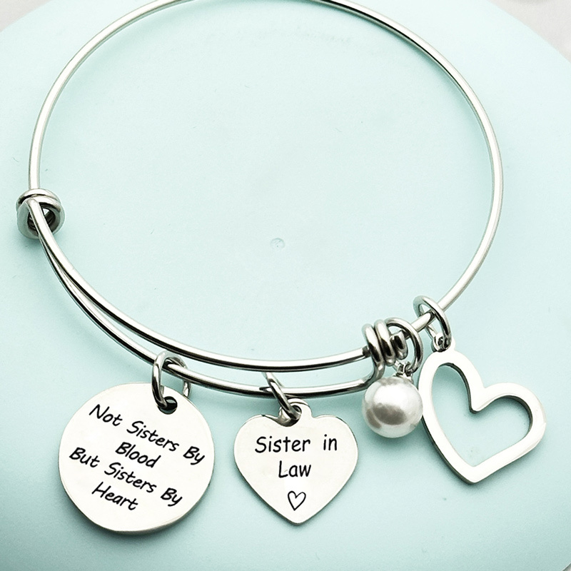 For Sister-In-Law - Not Sisters By Blood But Sisters By Heart Heart Bangle
