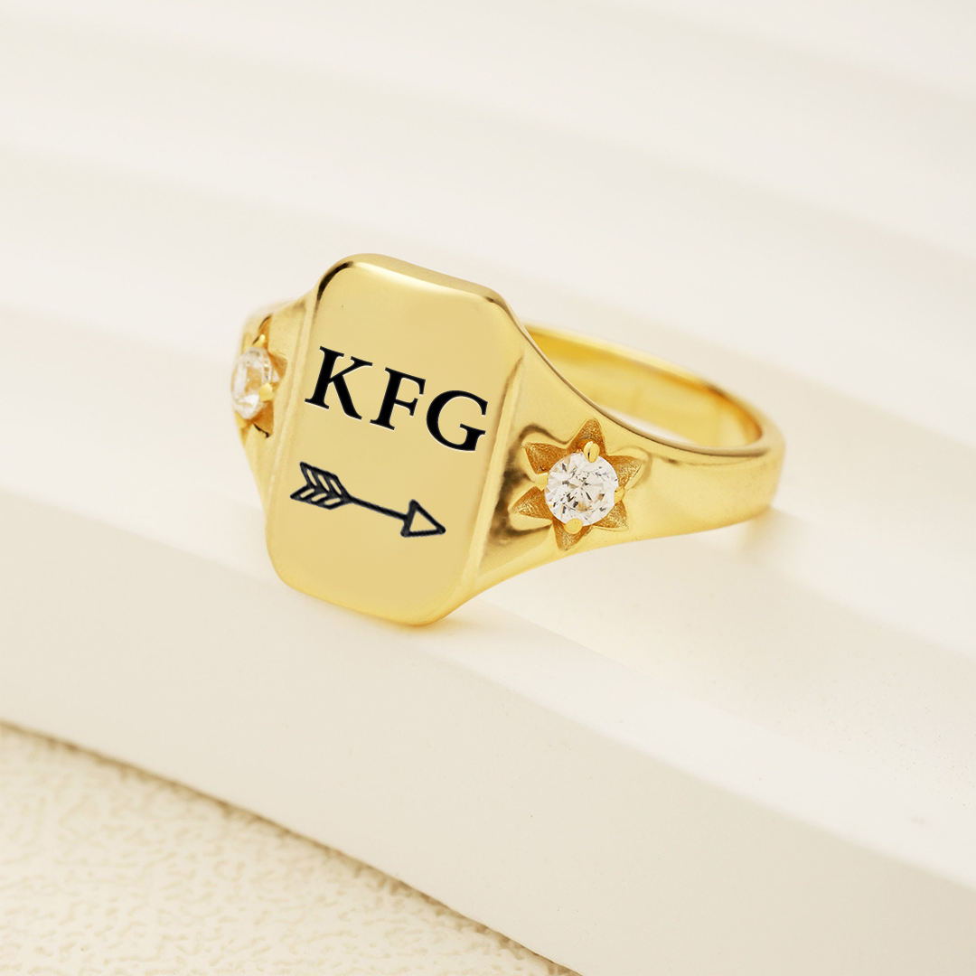 S925 Keep Fucking Going Square Ring