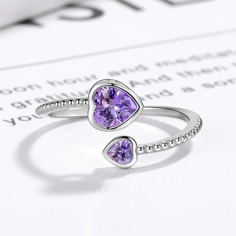 S925 The Love Between Grandmother And Granddaughter Is Forever Double Heart Birthstone Custom Ring