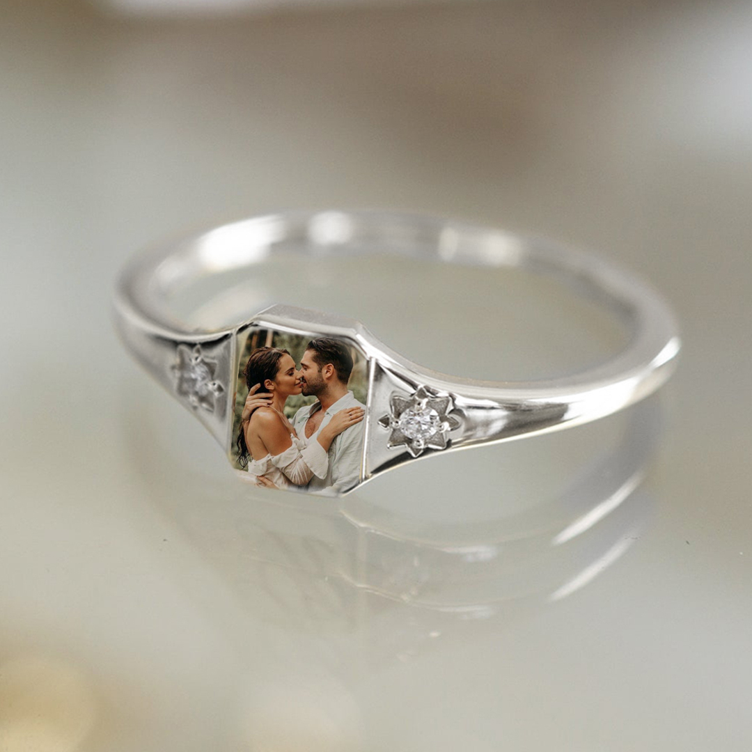 For Love - S925 Custom Photo & Birthstone Ring
