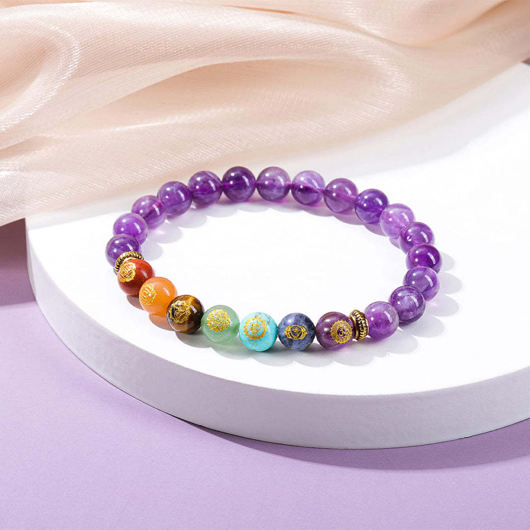 7 Chakra Healing Reiki Amethyst Bracelet