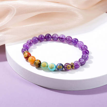 7 Chakra Healing Reiki Amethyst Bracelet