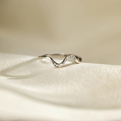 For Friend - S925 We'll Ride The Wave Together Undulating Thin Ring