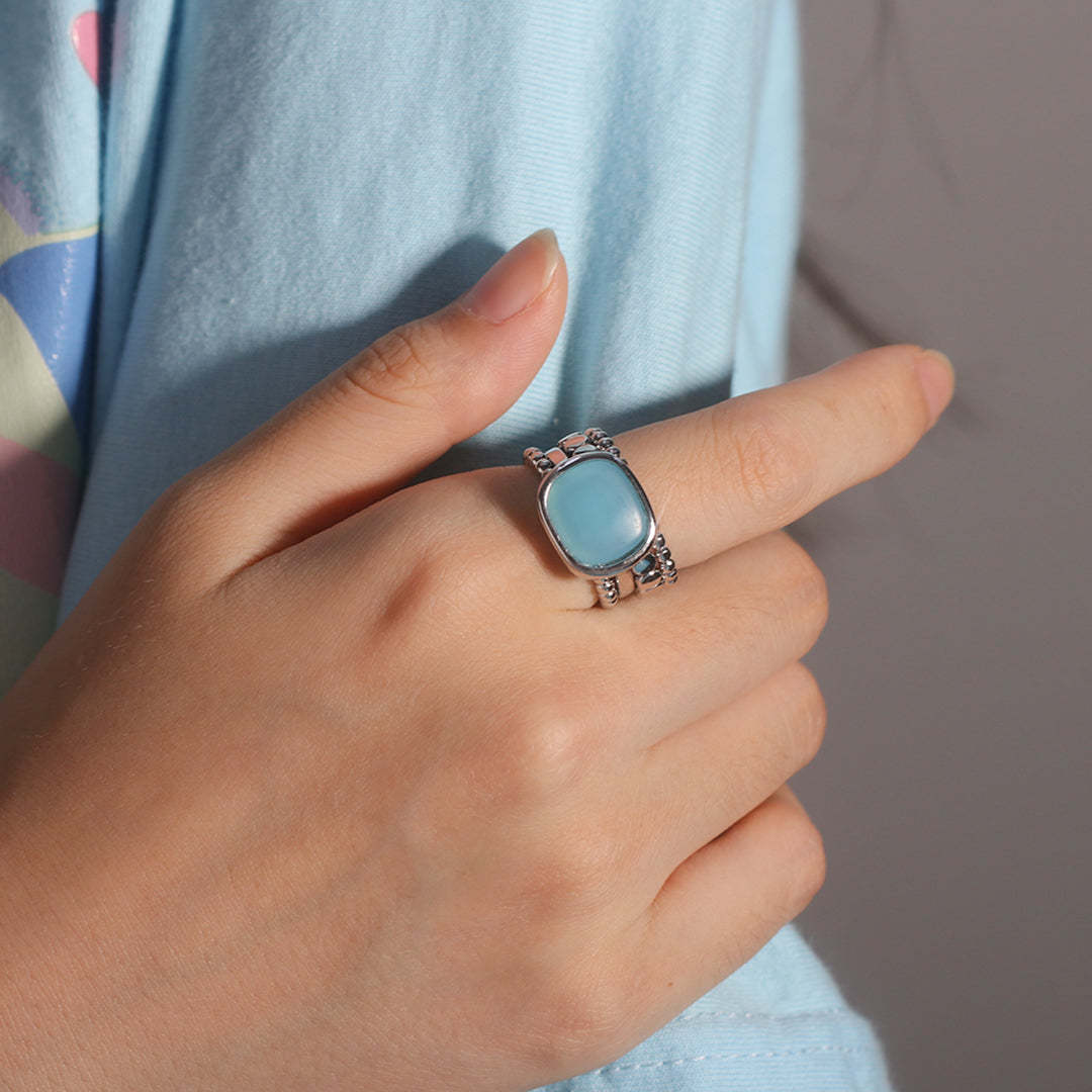 S925 Sea Glass Four Layer Stacking Ring