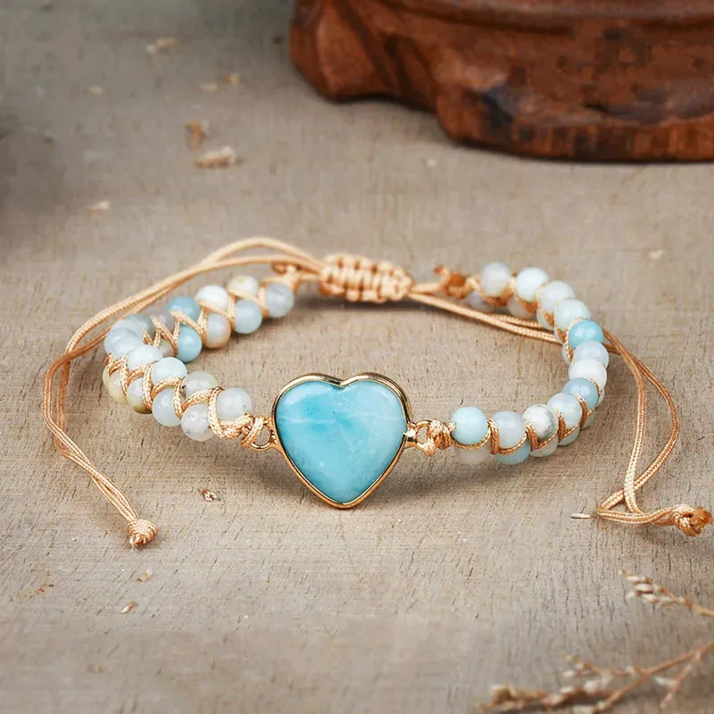 For Granddaughter -  I’ll Always Be With You Love You Forever Heart Protection Rose Quartz Bracelet