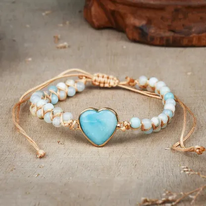 For Granddaughter -  I’ll Always Be With You Love You Forever Heart Protection Rose Quartz Bracelet