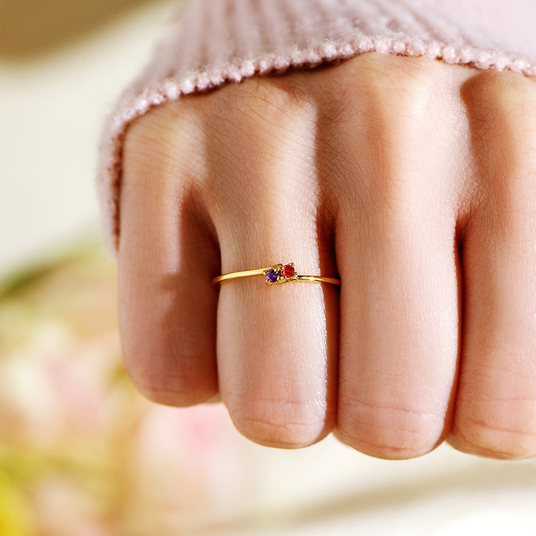 For Mother - Golden Route Birthstone Custom Ring