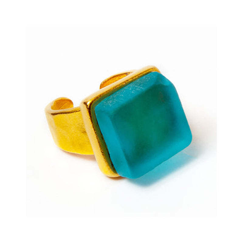S925 Thalassophile Cube Sea Glass Ring