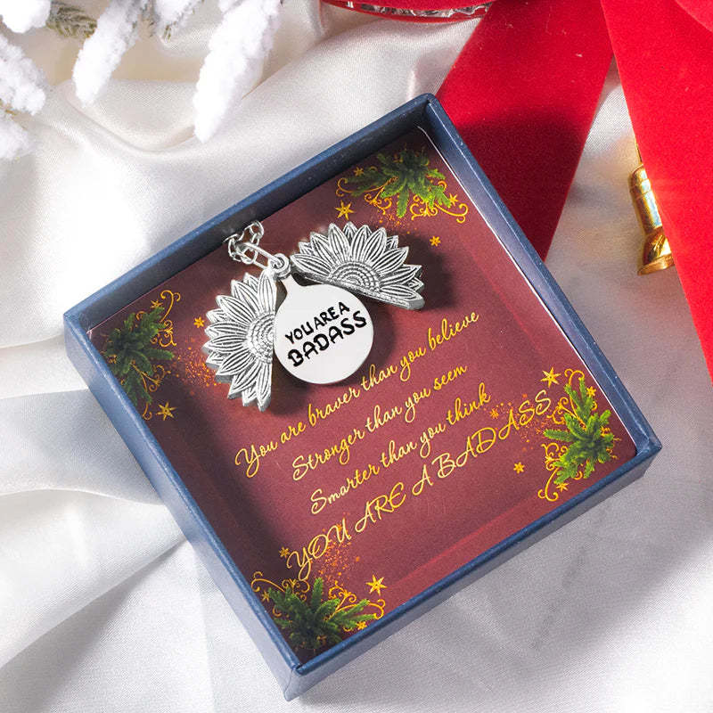 You Are A Badass Sunflower Necklace - Christmas Gift Pack