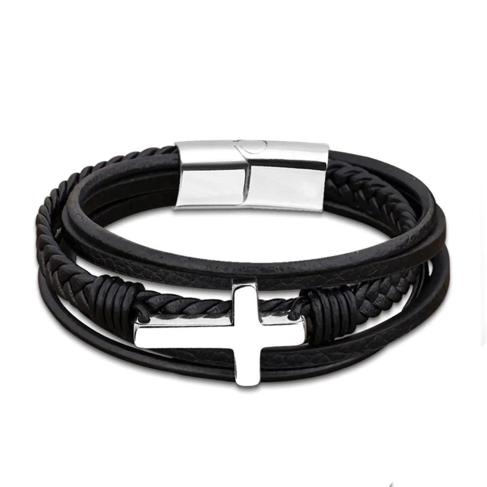 For Son - I Wish Upon This pendent, That Luck, Love And Happiness Would Always Be With You Cross Bracelet