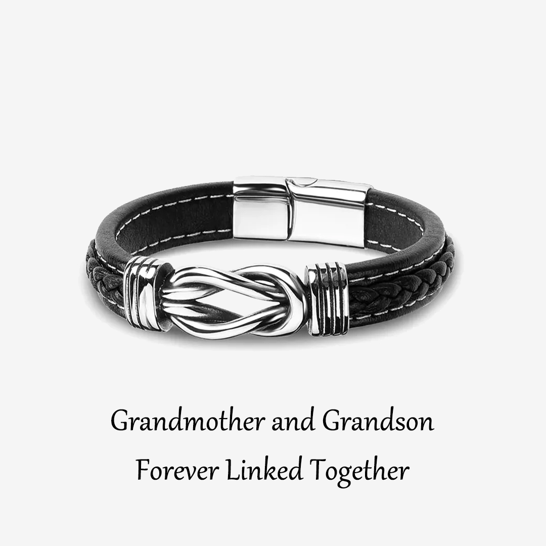 For Grandson - Grandmother and Grandson Forever Linked Together Black Knot Bracelets