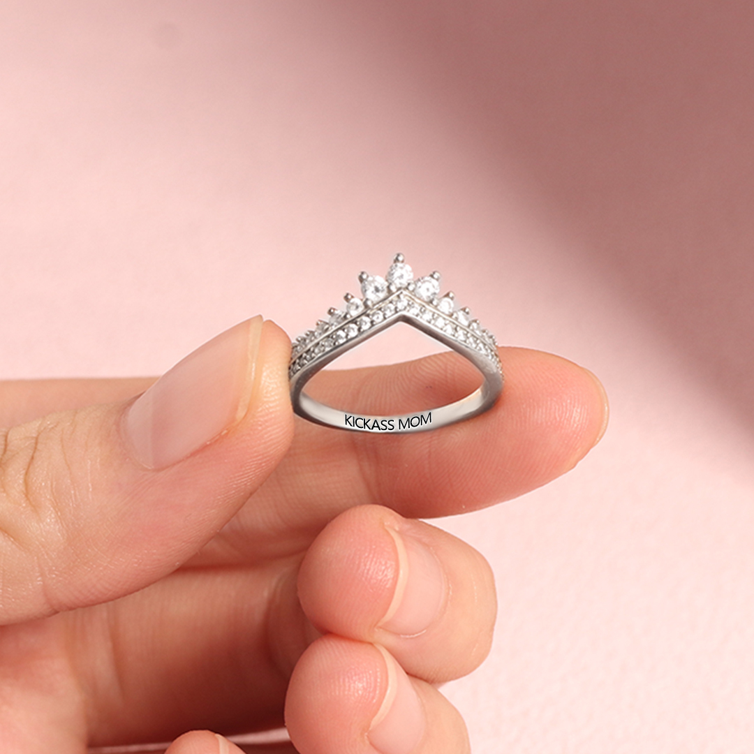 S925 Awesome Mother and Daughter Crown Ring