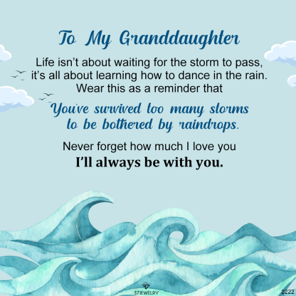 For Granddaughter -  Survived Too Many Storms Raindrop Ring