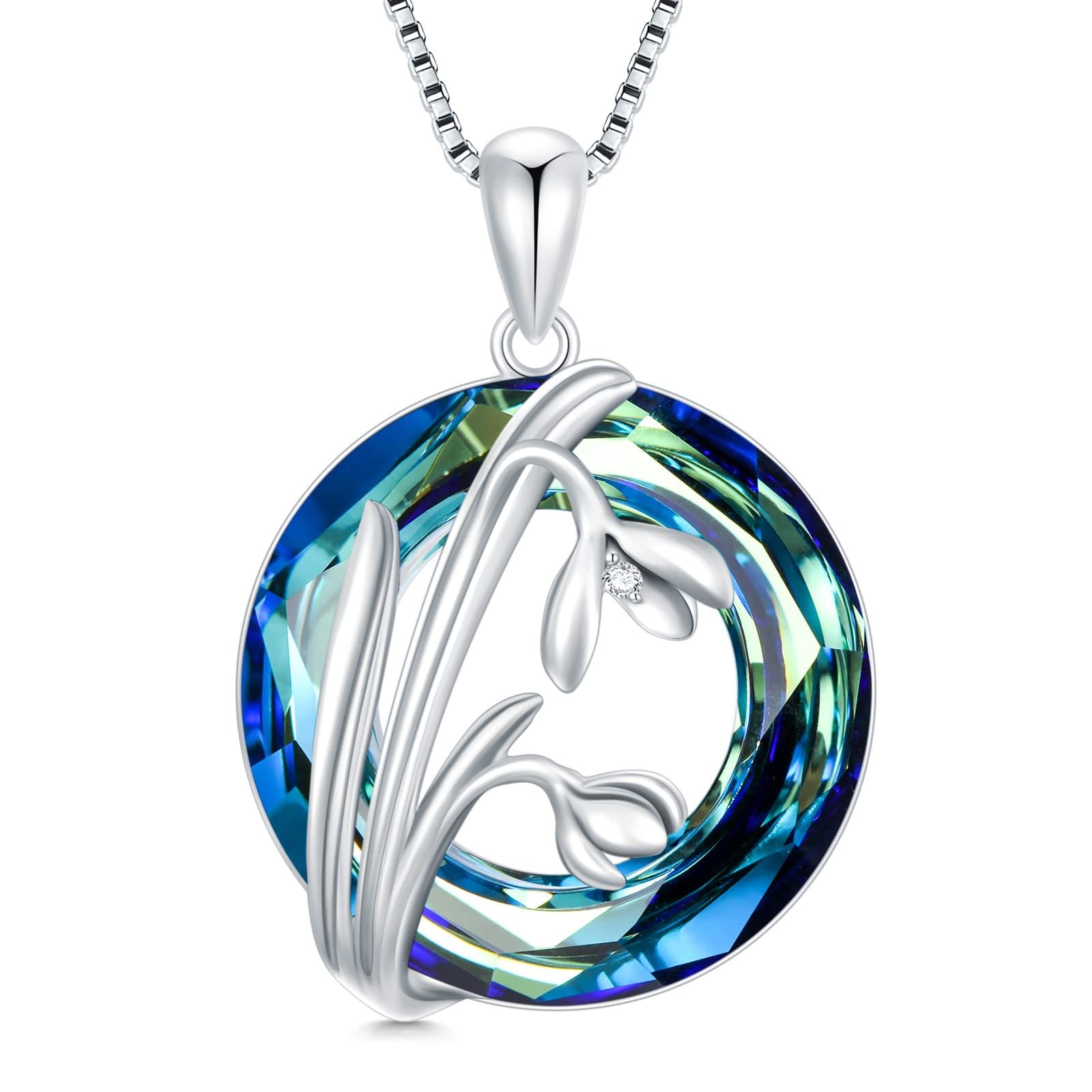 S925 You Belong Somewhere You Feel Free Crystal Birth Month Flower Necklace