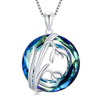 S925 You Belong Somewhere You Feel Free Crystal Birth Month Flower Necklace