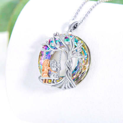 For Friend - S925 Thank You For Being My Unbiological Sister Crystal Tree Of Life Sister Necklace