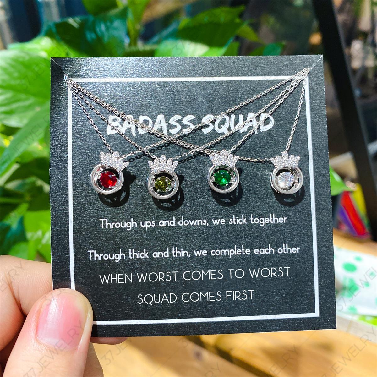 For Friend - Badass Squad Birthstone Crown Necklace