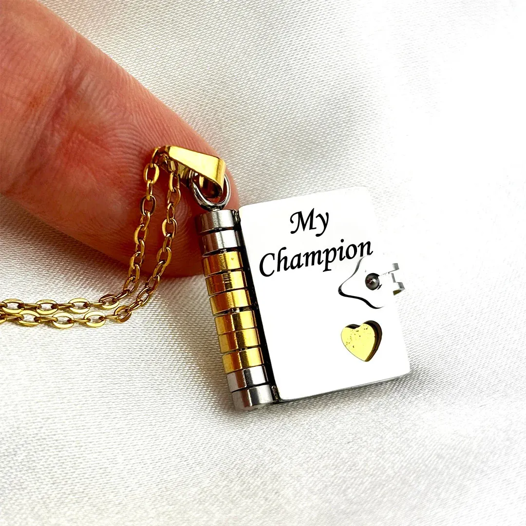 For Son - My Champion Book Necklace