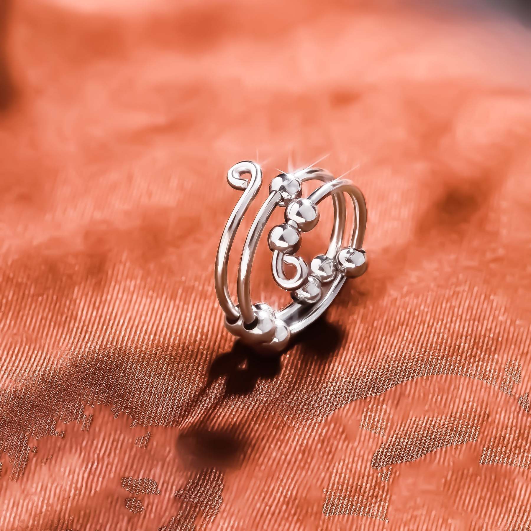 For Daughter - S925 Drive Away Your Anxiety Circle Beads Ring