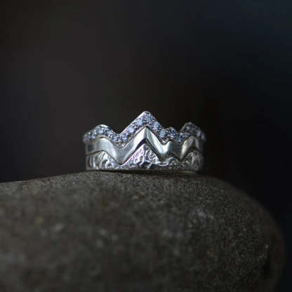 For Mother - S925 I Love You to the Mountain and Back Triple Stacked Mountain Ring
