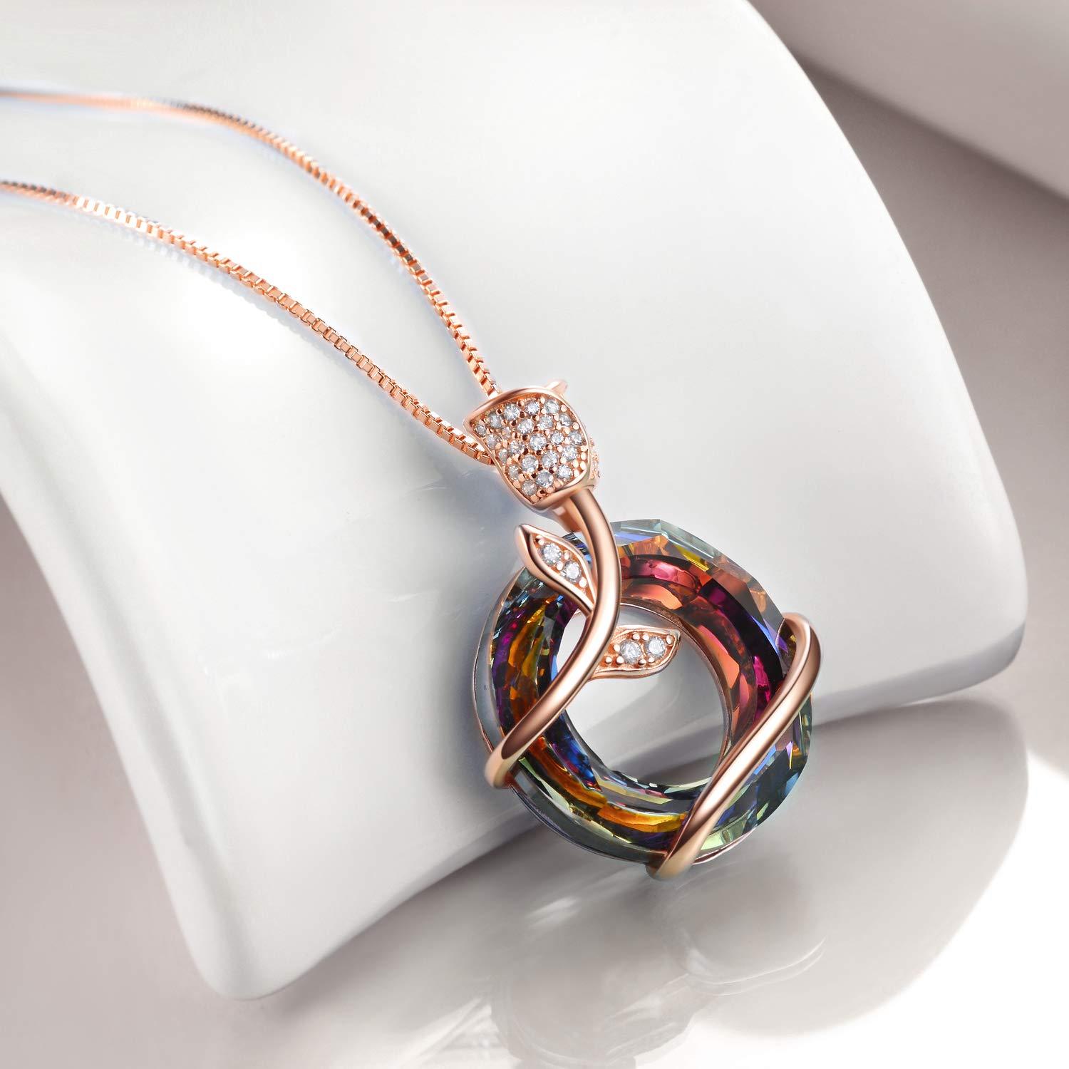 Rose Crystal Circle Necklace