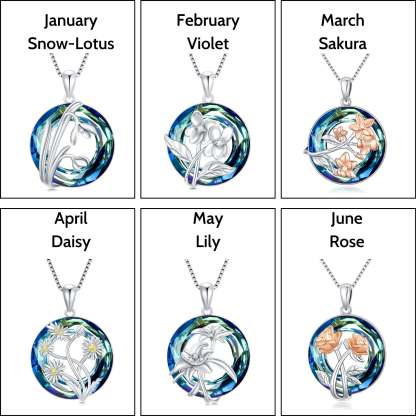 S925 You Belong Somewhere You Feel Free Crystal Birth Month Flower Necklace