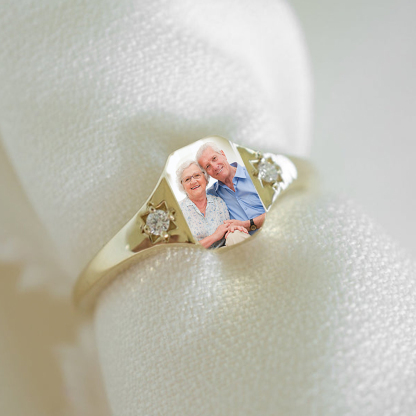 For Memorial - S925 Custom Photo & Birthstones Ring
