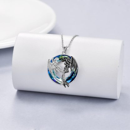 S925 Toothless Light and Night Dragon Crystal Circle Necklace