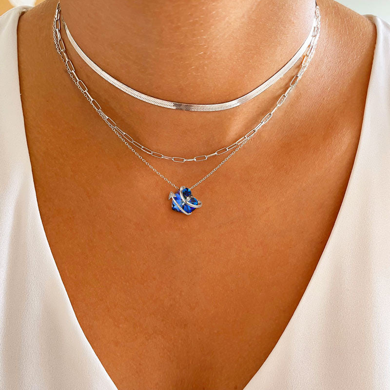 For Daughter - S925 Keep Going I¡¯ll Always be With You Heart Crystal Arrow Necklace