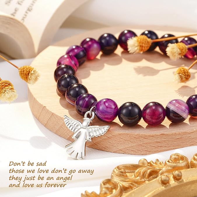 For Memorial - Angel Wing Beaded Bracelet