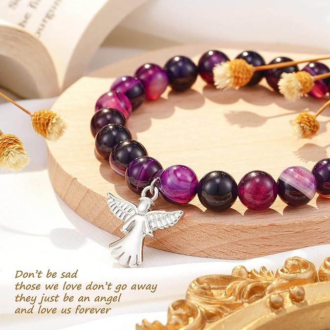 For Memorial - Angel Wing Beaded Bracelet